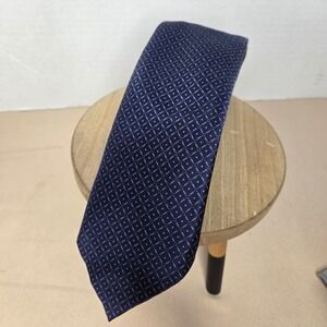 Brioni Navy Blue Silk Geometric Diamond Dot Pattern Men Necktie Italy